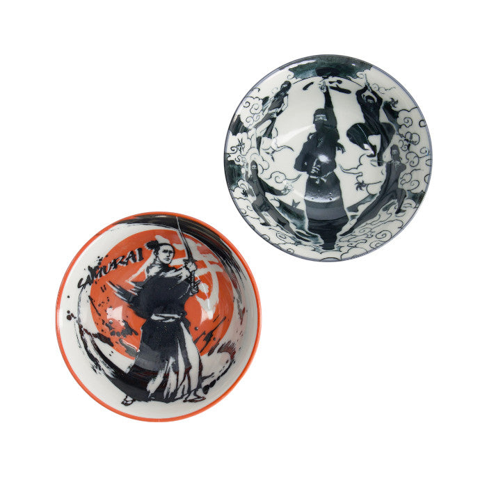 Set 2 ciotole giapponesi Asakusa rosse e grigie con bacchette – 550 ml