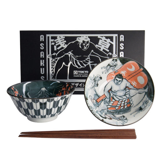 Set 2 ciotole giapponesi Asakusa con bacchette – 550 ml
