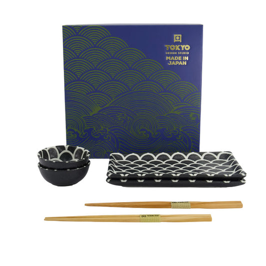 Set sushi nero e bianco Onyx Noir Mermaid da 6 pezzi