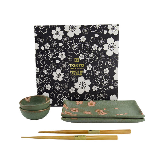 Set sushi giapponese Sakura verde da 6 pezzi