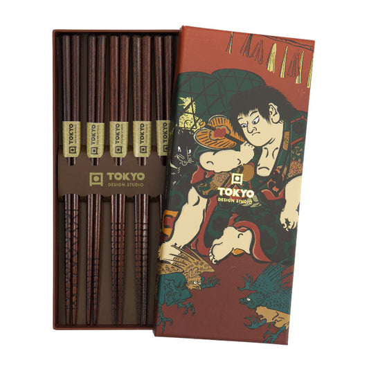 Set 5 paia di bacchette giapponesi Ukiyoe