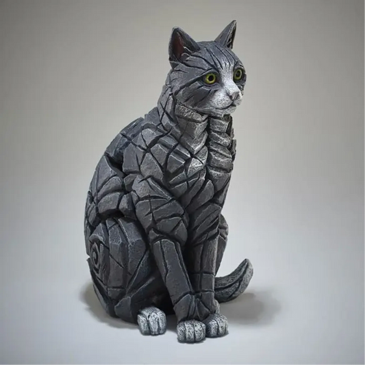 Gatto seduto bianco e nero – Edge Sculpture