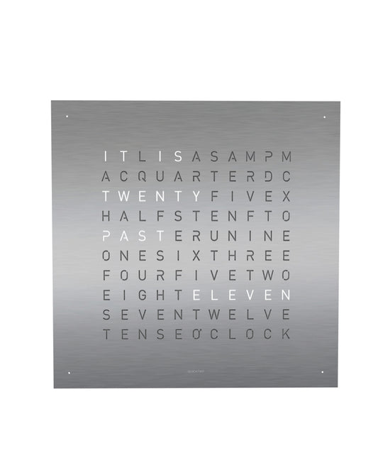 QLOCKTWO EARTH 45 Stainless Steel - orologio con frontcover in acciaio inox e in lingua INGLESE