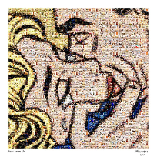 Kiss vs Luxury Life – opera plexiglass 70×70 cm