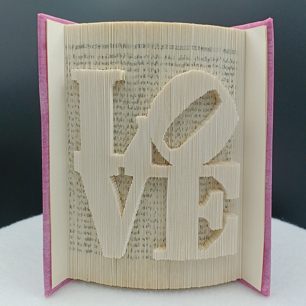 Oggetto decorativo da libro piegato a mano – Love Icon