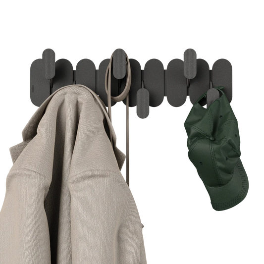 Appendiabiti Tempo – 6 Ganci da Parete in ABS Riciclato e Legno